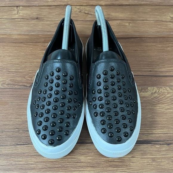 Coach Chrissy Rivets Black Leather Studded Slip-On Sneakers Women’s Size 6.5 - Picture 7 of 11